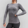 New Women Gym Yoga Shirts Tees Thumb Hole Seamless Long Sleeve Slim Workout Tops Fitness Running Sport T-Shirts Sportswear