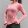 New Women Gym Yoga Shirts Tees Thumb Hole Seamless Long Sleeve Slim Workout Tops Fitness Running Sport T-Shirts Sportswear