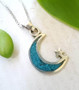 Mexico Alpaca Silver & Turquoise Crescent Moon 20" Necklace