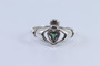 Sterling Silver Emerald Celtic Claddagh Ring Size 8.25