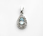 Silver Sky Blue Topaz Pear-Shaped Pendant Necklace