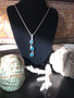 Handmade Blue Topaz Quartz pendant on Italian Chain Necklace