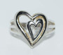 Sterling Silver Double Heart Ring Size 6.5