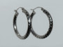 Sterling Silver Diamond Cut Hollow Hoop Earrings