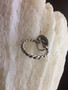 925 Silver Twisted Rope Handmade Larimar Triangular Ring sz 6 1/4