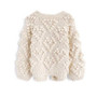 Heart Pattern Pom-Pom Knit Cardigan