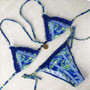 Blue & Green Floral Print String Bikini
