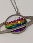 Handmade Rainbow Holo Planet Necklace
