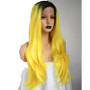 Yellow (24" Body Wave Rooted Toxic Bright Yellow Synthetic Heat Safe Lace Front Wig)