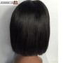 Baby (Silky Straight Natural Black 100% Remy Human Hair 13x6 LF Wig w/ Bangs, 8"-12")