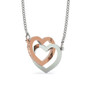 Heart  to Heart Interlocked Zirconia Stones Necklace (includes gift box)