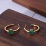 Hexagonal C-Shaped Malachite Crystal Earrings