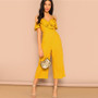 Off Shoulder Yellow Jumpsuit