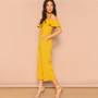 Off Shoulder Yellow Jumpsuit