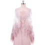 Illusion Lace Cap Feather Shoulder Long Train Pink Evening Dress