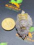 Lion with Baguettes Crown 3D Pendant