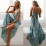 Bohemian Floral Print Backless Long Casual Dress