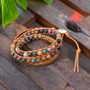 Bohemian Earth Triple Leather Wrap Handmade Bracelet