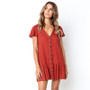 Short Sleeve Ruffle Buttoned Dress