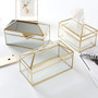 HARRA HOME Gold & Modern Clear Rectangle Facial Tissue Box Cover Dispenser Toilet Napkin Organizer Tissues Holder for Bathroom Vanity Counter Tops, Bedroom Dressers, Night Stands, Desks, Table