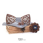 Men's Paisley Wooden Bow Tie, Handkerchief and Cufflinks Set