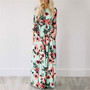 Women's Long Floral Print Boho Maxi Beach Dress