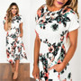 Women's Long Floral Print Boho Maxi Beach Dress