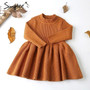 2018 Autumn winter knitted christmas dress girls dress O neck long Sleeve princess dress Kids dresses for girls costume