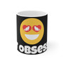 Cat Obsessed Coffee Mug, emoji Cat Coffee Mug