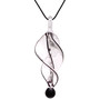 Bleek2sheek Murano-inspired Glass Black Tornado Twist Pendant Necklace