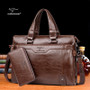 Business Leather Briefcase/ Messenger Bag for 14" Laptop