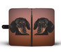 Dachshund Phone Case Wallet - Brown