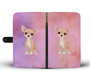 Chihuahua Phone Case Wallet - Pink Floral