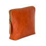 Personalized Large Tan Leather Cosmetics Bag