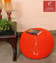 Hand Knitted Pouf Ottoman Foot Stool for Bedroom, Living Room, 50x50x35 cm (Natural):