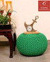 Hand Knitted Pouf Ottoman Foot Stool for Bedroom, Living Room, 50x50x35 cm (Natural):