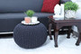 Hand Knitted Pouf Ottoman Foot Stool for Bedroom, Living Room, 50x50x35 cm (Natural):