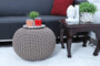 Hand Knitted Pouf Ottoman Foot Stool for Bedroom, Living Room, 50x50x35 cm (Natural):