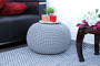 Hand Knitted Pouf Ottoman Foot Stool for Bedroom, Living Room, 50x50x35 cm (Natural):