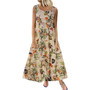 MISSOMO summer dress Women Plus Size Bohemian O-Neck Floral Print Vintage Sleeveless Long Maxi Dress vestidos Loose long dresses