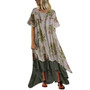 MISSOMO Women Boho Dress Vintage Print Patchwork Short Sleeve O-Neck Vintage Maxi Plus Size Dress Summer Dress women clothes 626