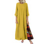 MISSOMO Maxi Dress Women Casual Elegant Patchwork 3/4 Sleeves O-Neck Button High Low Hem Plus Size Long Dress Boho Party dress 8