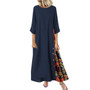 MISSOMO Maxi Dress Women Casual Elegant Patchwork 3/4 Sleeves O-Neck Button High Low Hem Plus Size Long Dress Boho Party dress 8