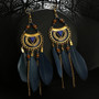 Women Earrings Vintage Fashion Jewelries Ornaments Tassel Earrings Ethnic Style Feather Long Earring Exquisite Bijoux Pendant