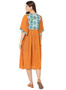 Orange Cotton A-Line Tunic Dress