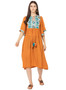 Orange Cotton A-Line Tunic Dress