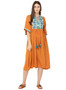 Orange Cotton A-Line Tunic Dress