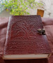 Chocolate Brown Embossed Leather   Notebook Sketchbook Handmade Diary Journal