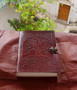 Chocolate Brown Embossed Leather   Notebook Sketchbook Handmade Diary Journal
