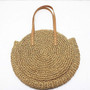 Hand-woven Round Summer Straw Beach Bag